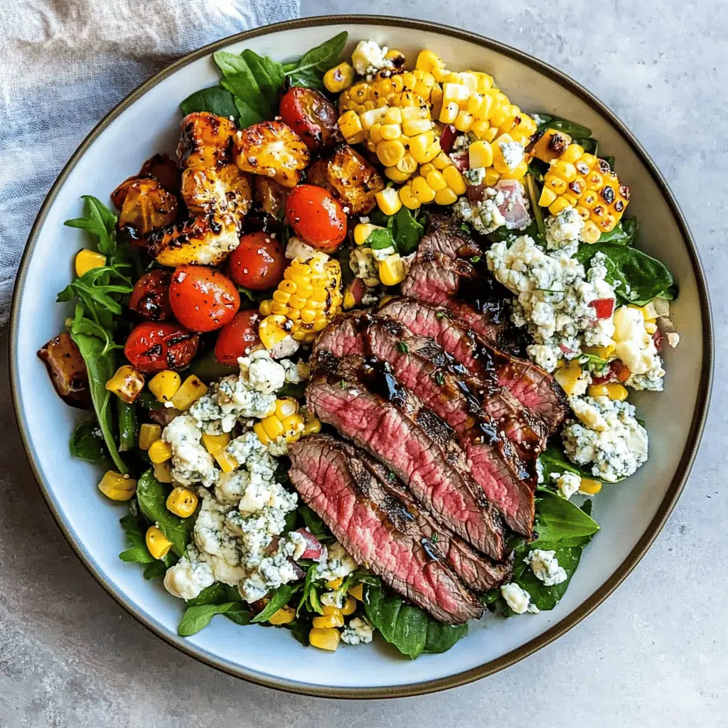 This Balsamic Steak Gorgonzola Salad with Grilled Corn is a delicious blend of flavors! Juicy steak, creamy Gorgonzola, and sweet grilled corn come together for a vibrant meal. Perfect for summer gatherings or a quick weeknight dinner. Save this recipe to impress your family and friends with a fresh and hearty salad that packs a punch!
