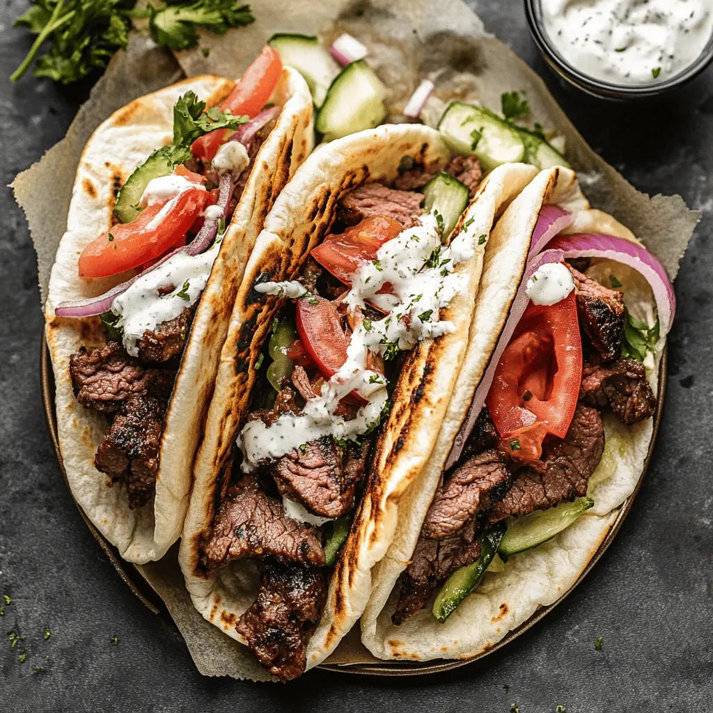 Get ready for a delicious twist with these homemade Beef Gyros! Featuring tender, spiced beef, fresh veggies, and creamy tzatziki sauce, this recipe brings the taste of the Mediterranean to your kitchen. Perfect for weeknight dinners or gatherings, you'll want to save this easy, flavorful dish for your next meal! Enjoy the authentic flavors that are sure to impress your friends and family.