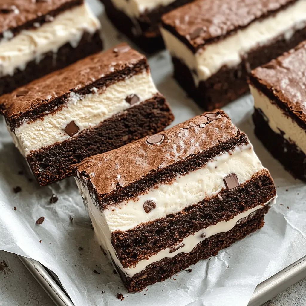 These Brownie Ice Cream Sandwiches are the perfect treat for any occasion! Soft, fudgy brownies combined with creamy ice cream create a delightful contrast that everyone loves. Ideal for summer parties or cozy nights at home, this recipe is simple and requires just a few ingredients. Don't forget to save this pin for your next dessert craving!