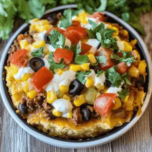 Get ready for a delicious twist on taco night with this Cornbread Taco Bake! This one-pan meal features seasoned beef, zesty toppings, and a fluffy cornbread crust that will satisfy everyone's cravings. Perfect for weeknight dinners or cozy gatherings, save this recipe to impress your family and friends at your next meal!