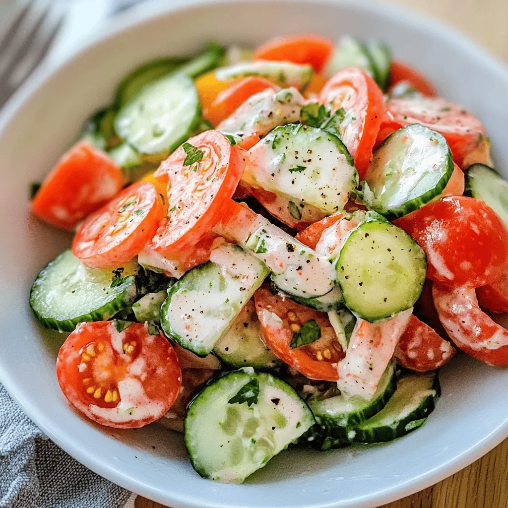 Easy Creamy Cucumber Tomato Salad Recipe