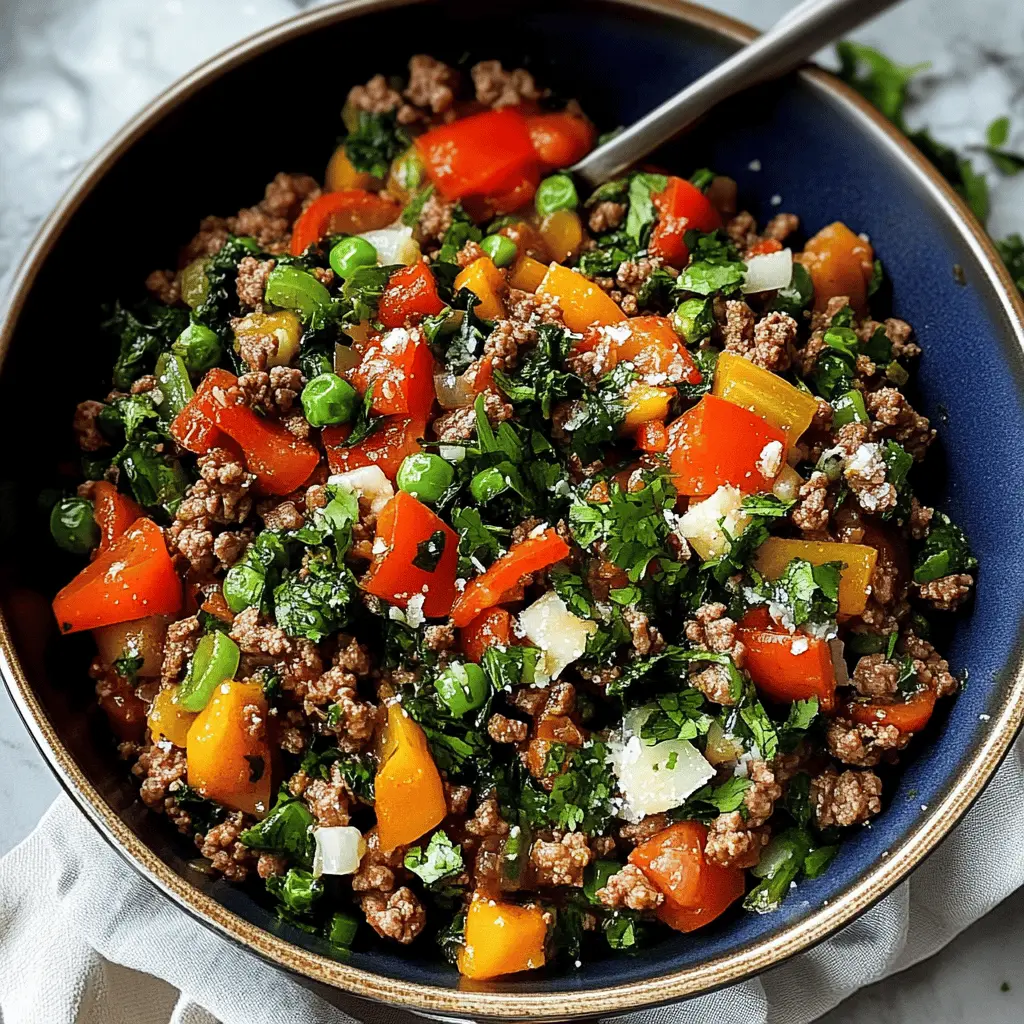 Whip up a quick and tasty Mediterranean Ground Beef Stir Fry that's packed with flavor! This recipe features savory ground beef, vibrant bell peppers, and a hint of garlic, all tossed together for a satisfying meal. Perfect for busy weeknights or a casual gathering. Save this pin to enjoy a Mediterranean twist on your next dinner!