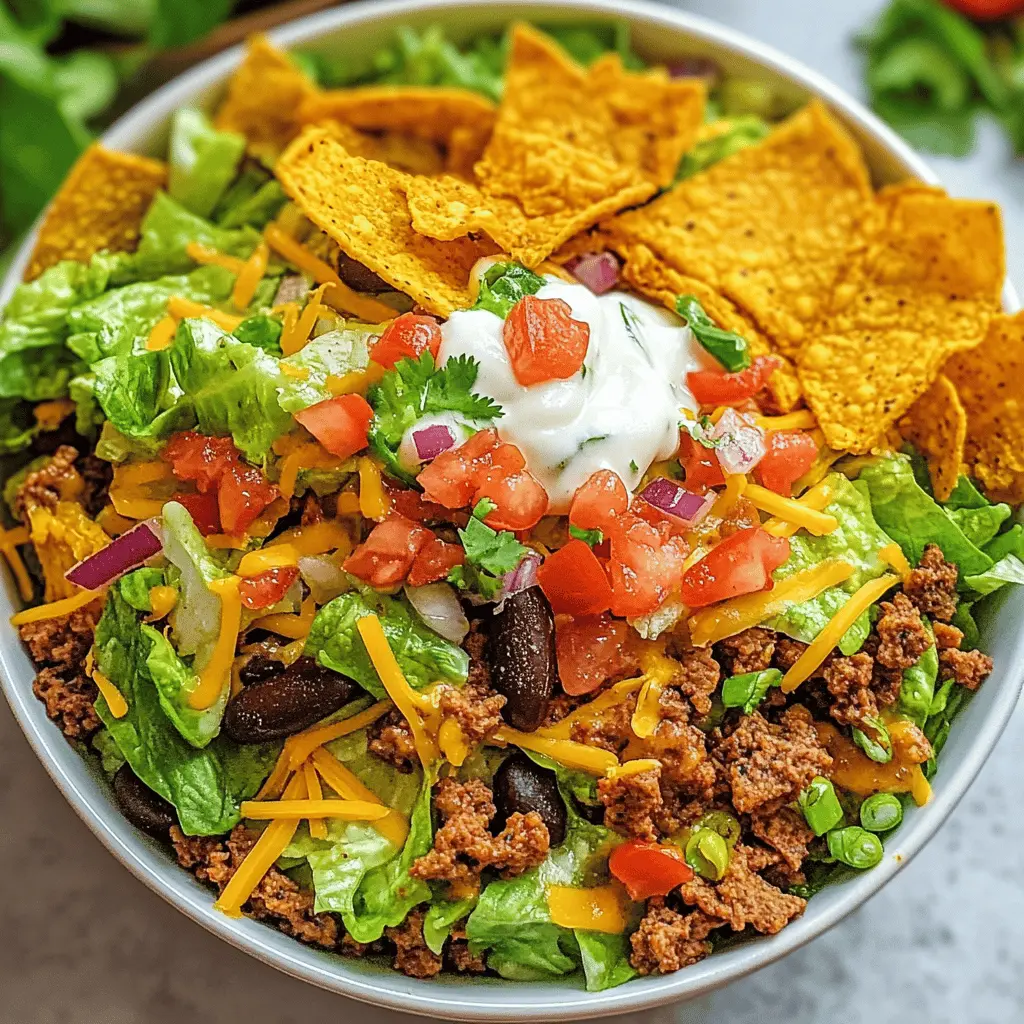 Looking for a fun and tasty twist on traditional salad? This Doritos Taco Salad packs a punch with zesty flavors and crunchy Doritos for the perfect texture. Loaded with fresh veggies, seasoned meat, and creamy dressing, it's a hit for gatherings or weeknight dinners. Save this recipe for your next taco night and enjoy a delicious change!