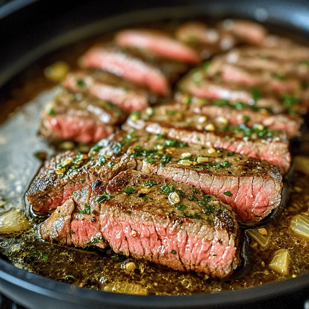 Get ready for a mouthwatering experience with this Garlic Butter Skillet Flank Steak! Perfectly seared and juicy, this dish features tender flank steak coated in rich garlic butter that enhances its natural flavors. Easy to make and ideal for dinner parties or weeknight meals, this recipe will impress your guests. Save it now for your next delicious occasion!