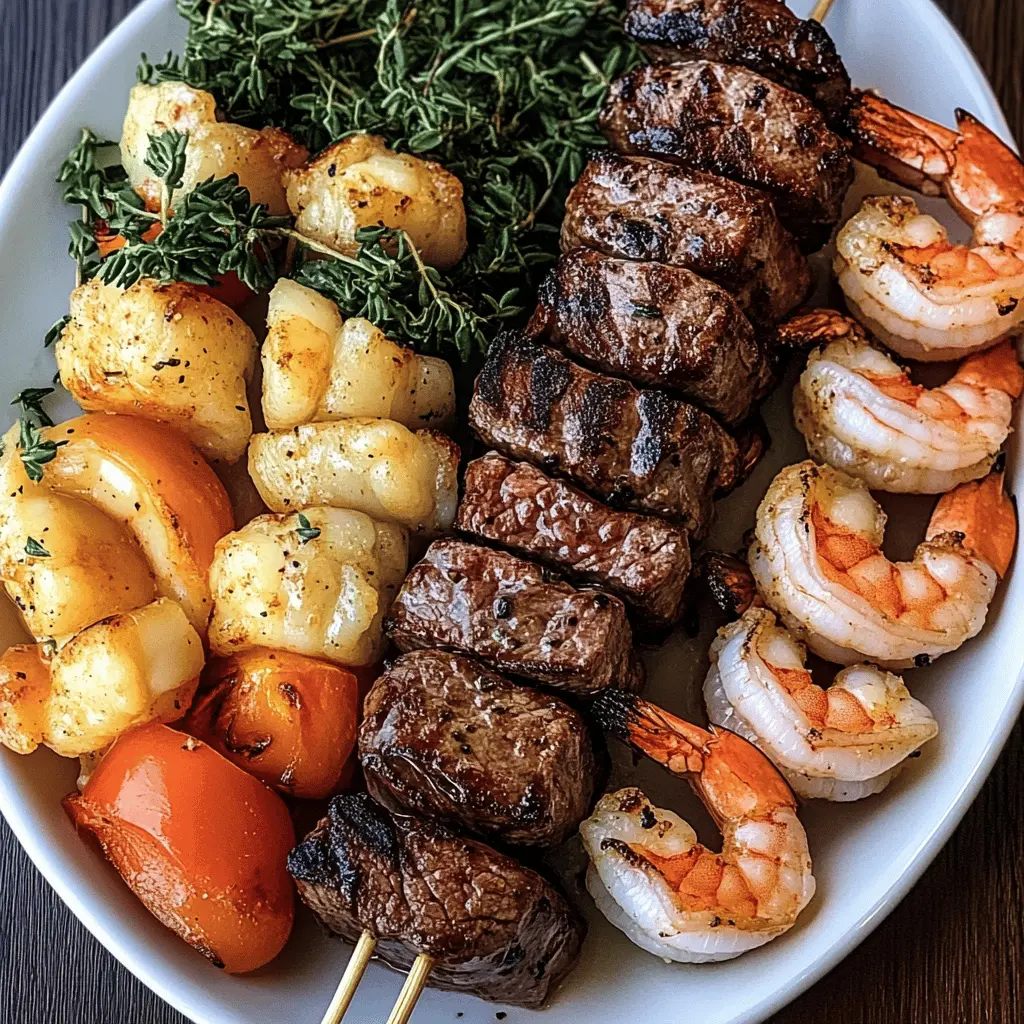 Ready for a delicious summer delight? These Grilled Steak and Shrimp Kabobs are packed with juicy flavors and are perfect for your next backyard barbecue! Featuring tender steak and succulent shrimp marinated in zesty spices, they're a crowd-pleaser! Save this recipe for your next gathering or a quick weeknight meal that dazzles!