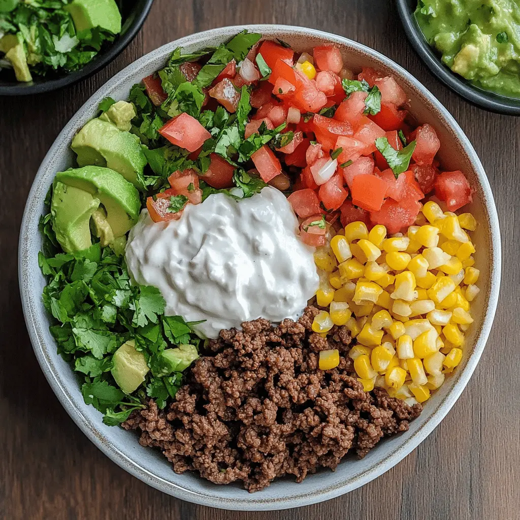 Get ready for a tasty meal that everyone will love! This Ground Beef Burrito Bowl combines seasoned ground beef, fresh veggies, and hearty grains for a satisfying dish. Perfect for meal prep or a quick weeknight dinner, it's a crowd-pleaser. Save this recipe for your next family night or gathering—you won’t want to miss out!