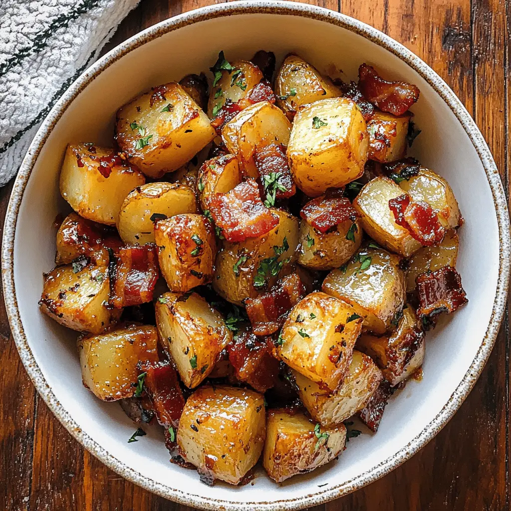 Sweet and savory collide in these honey bacon roasted potatoes! Perfectly crispy on the outside and fluffy on the inside, each bite is packed with flavor from crispy bacon and a touch of honey. Ideal for breakfast, brunch, or as a side dish for dinner. Save this recipe for your next gathering or cozy family meal!