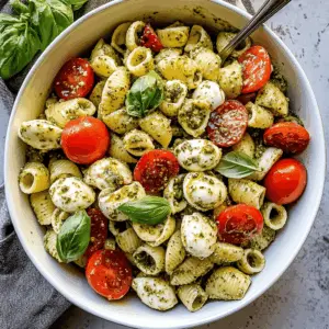 This Light and Creamy Pesto Caprese Pasta Salad is a delightful blend of fresh mozzarella, juicy cherry tomatoes, and vibrant basil pesto. Perfect for summer picnics or a quick weeknight dinner, this dish brings together creamy, tangy, and fresh flavors in every bite. Save this recipe for an easy and refreshing meal that everyone will love!