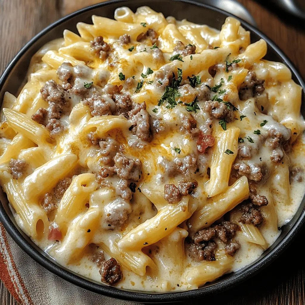 Get ready for a comforting meal with Loaded Cheeseburger Alfredo Pasta! This creamy pasta dish combines the flavors of juicy cheeseburgers with a rich Alfredo sauce, topped with crispy bacon and a sprinkle of fresh herbs. Perfect for a family dinner or a cozy night in, don’t forget to save this delicious recipe for your next cooking adventure!
