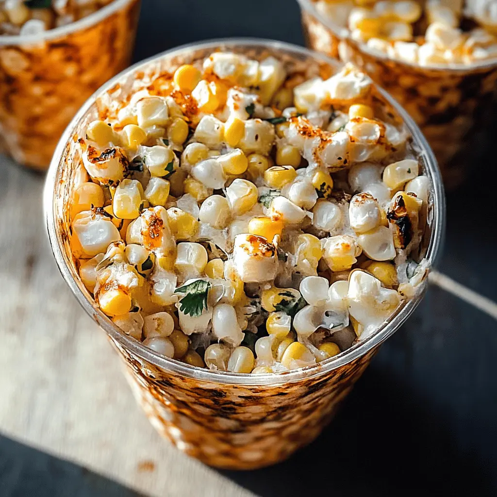 Enjoy a taste of Mexico with these flavorful Mexican Corn Cups (esquites)! Made with sweet corn, creamy cotija cheese, fresh lime, and spicy chili powder, this dish is perfect for any gathering. They are easy to prepare and packed with vibrant flavors everyone will love. Save this recipe for your next party or fun family meal!