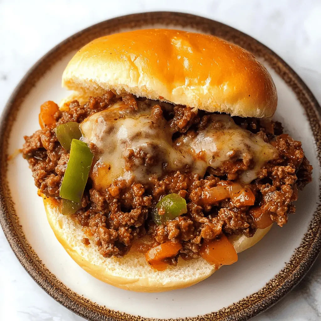Craving comfort food? These Philly Cheesesteak Sloppy Joes bring the classic flavors of a cheesesteak together in a fun, easy-to-make dish! With ground beef, bell peppers, onions, and gooey cheese all piled on a soft bun, this recipe makes for a perfect weeknight dinner. Save it for your next family meal or casual gathering!