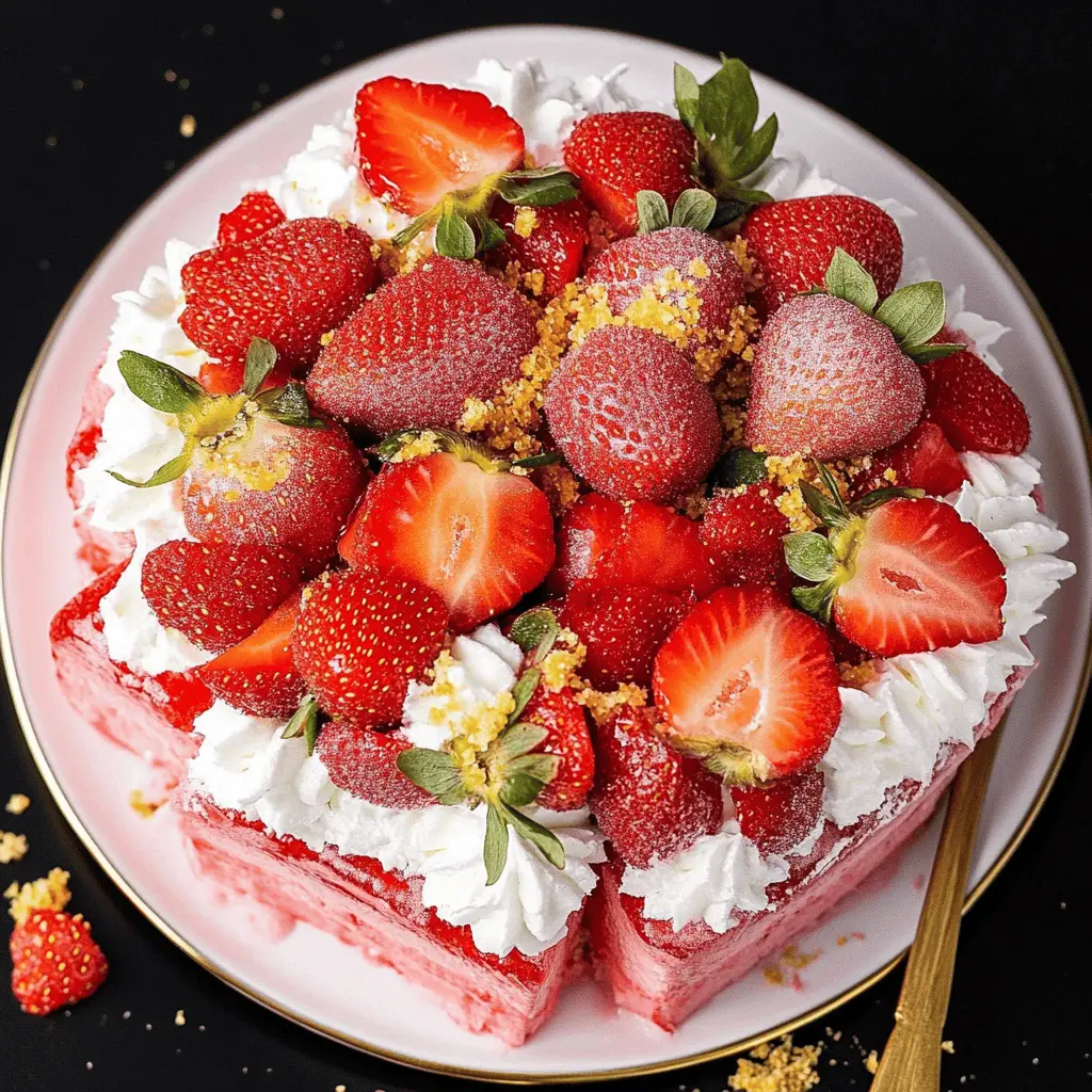 Get ready to enjoy a refreshing Strawberry Lush dessert that's perfect for any occasion! This delightful layered treat features creamy layers of strawberries and cool whipped topping, creating a light and luscious experience. Ideal for summer parties or as a sweet finish to a family dinner. Save this pin for your next gathering!