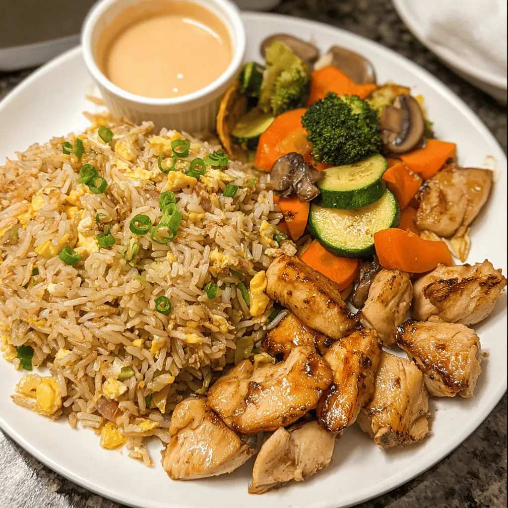 Easy Hibachi Chicken with Fried Rice and Veggies