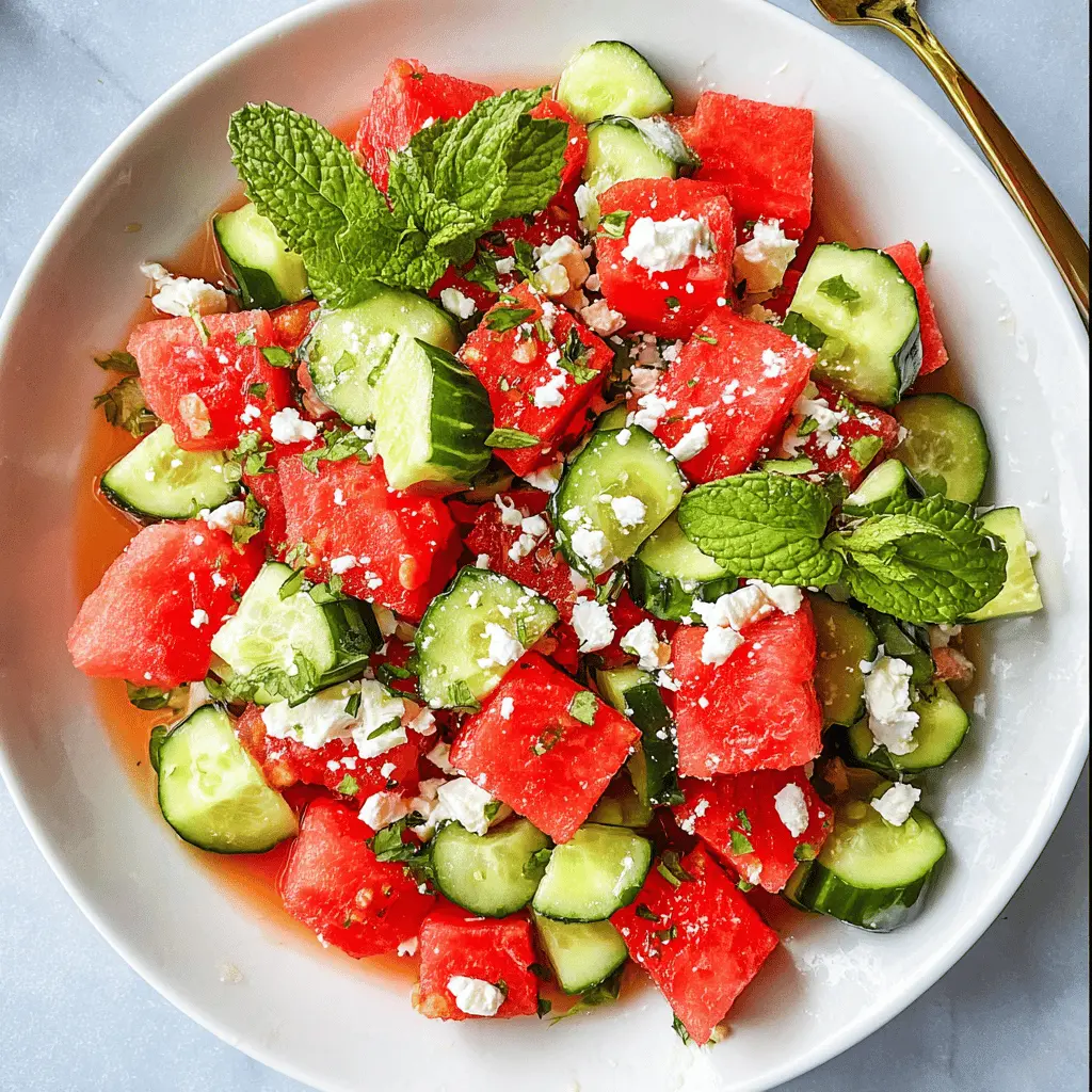 Easy Watermelon Cucumber Feta Salad Recipe