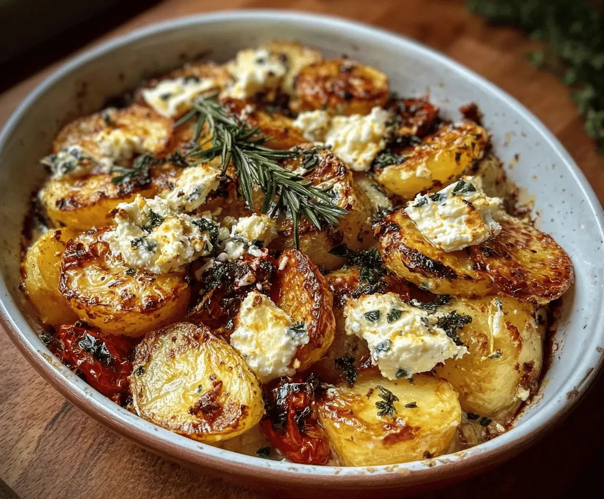 Easy Baked Feta Potatoes With Garlic and Herbs