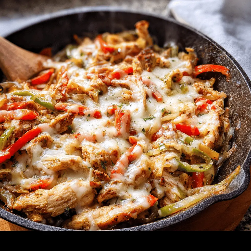 Easy Cheesy Chicken Cheesesteak Skillet