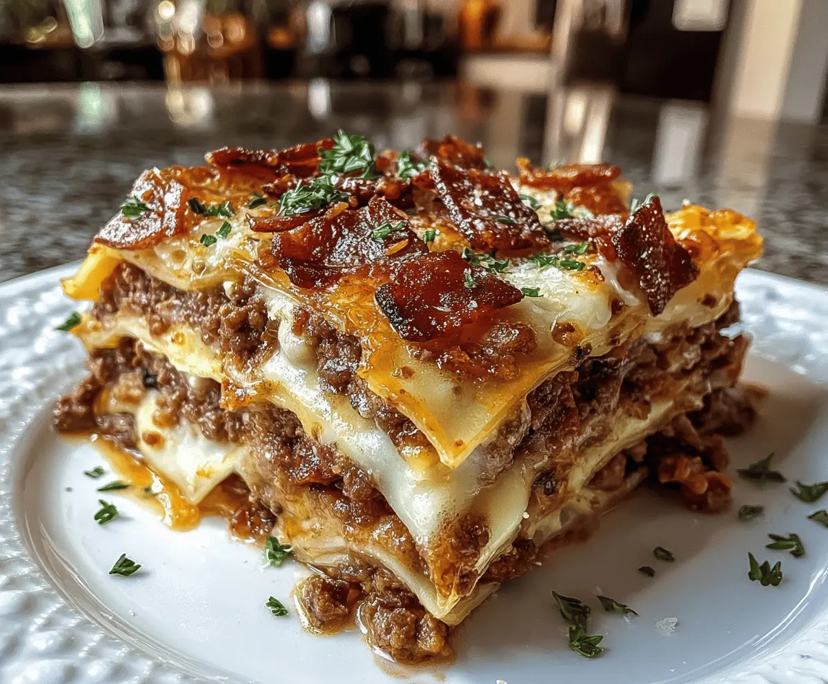 Easy Parmesan Garlic Bacon Cheeseburger Lasagna