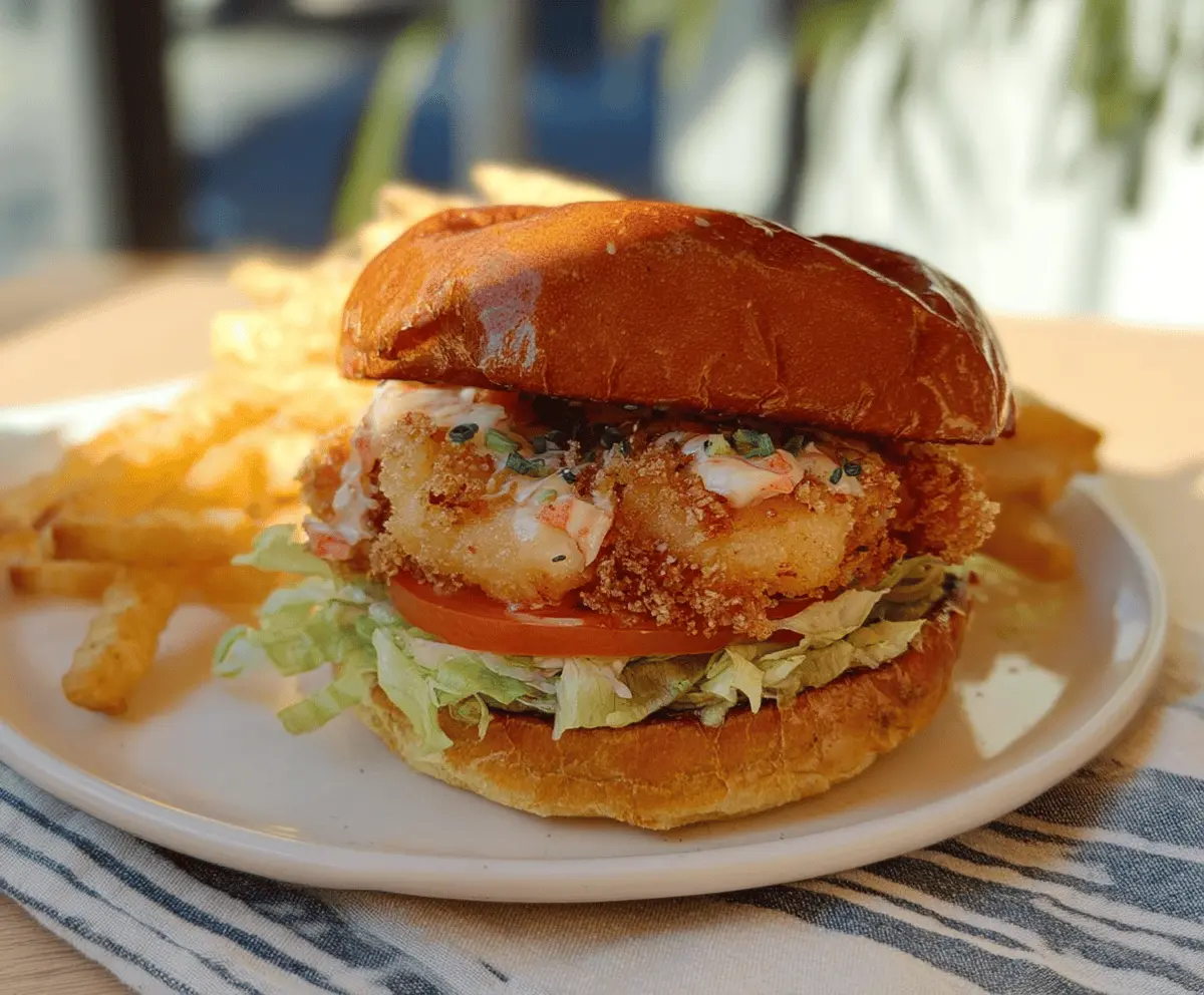 Easy Crispy Fried Shrimp Burger Recipe