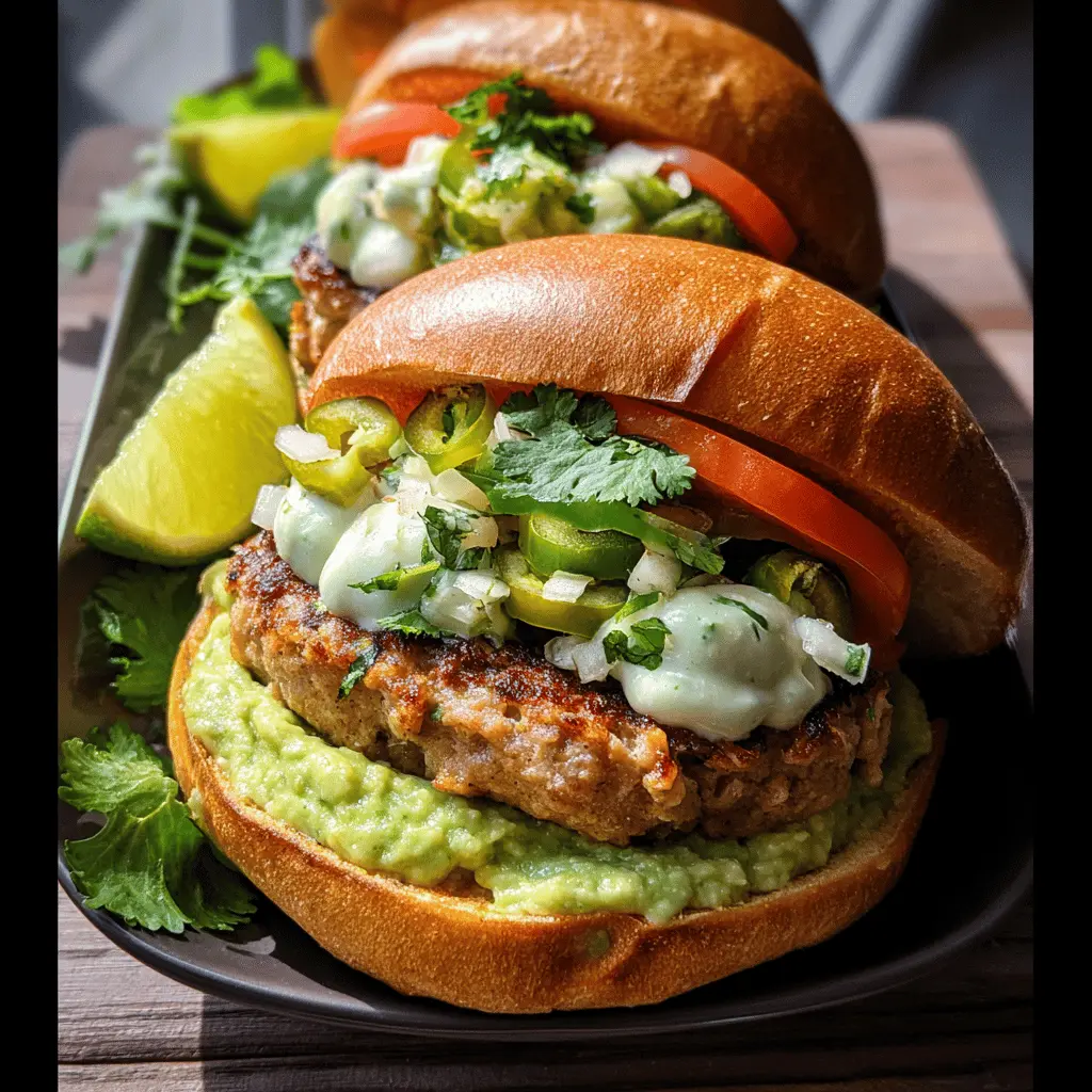 Easy Honey Jalapeño Turkey Burgers with Creamy Avocado Sauce