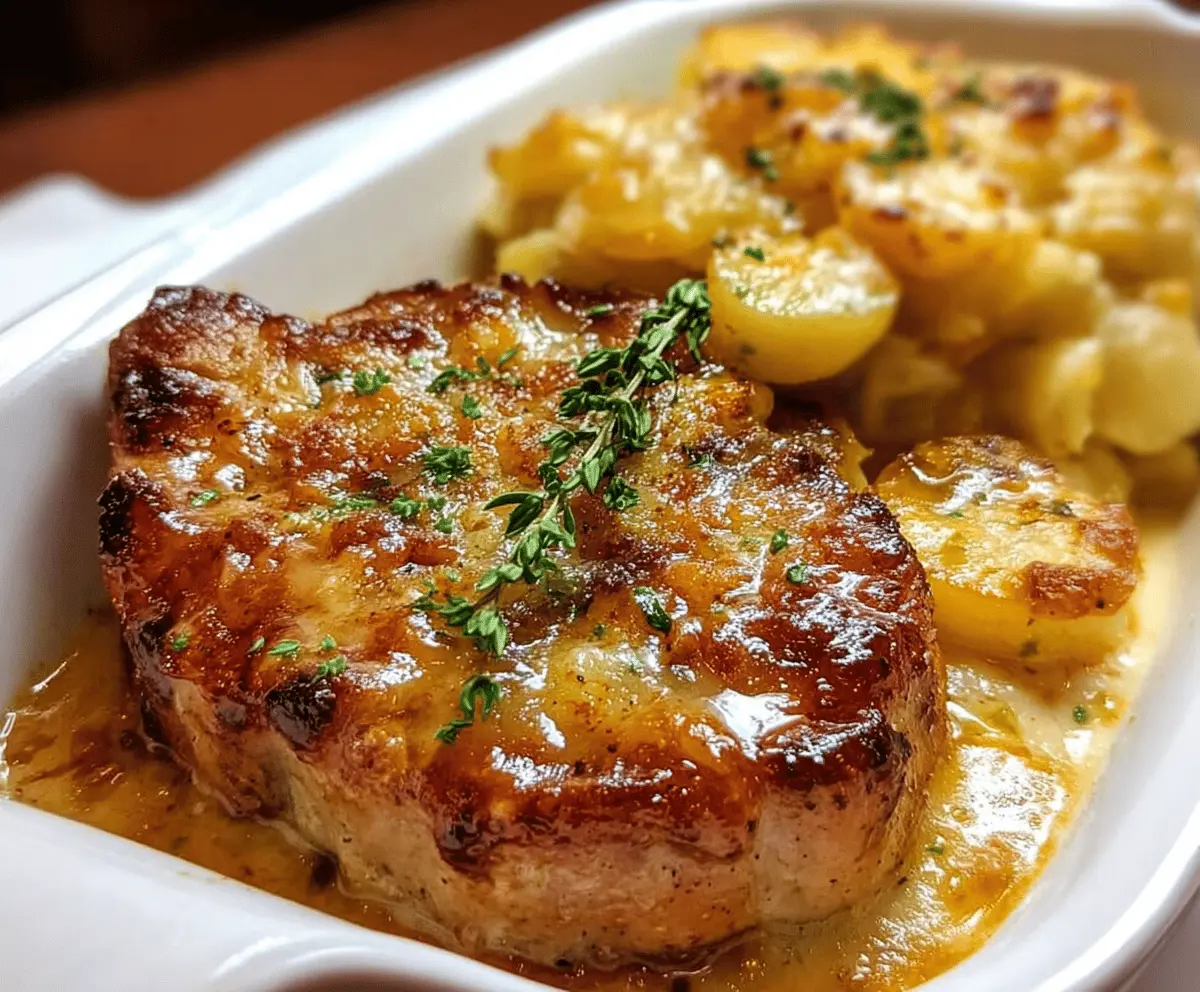 Easy Smothered Pork Chops with Cheesy Scalloped Potatoes