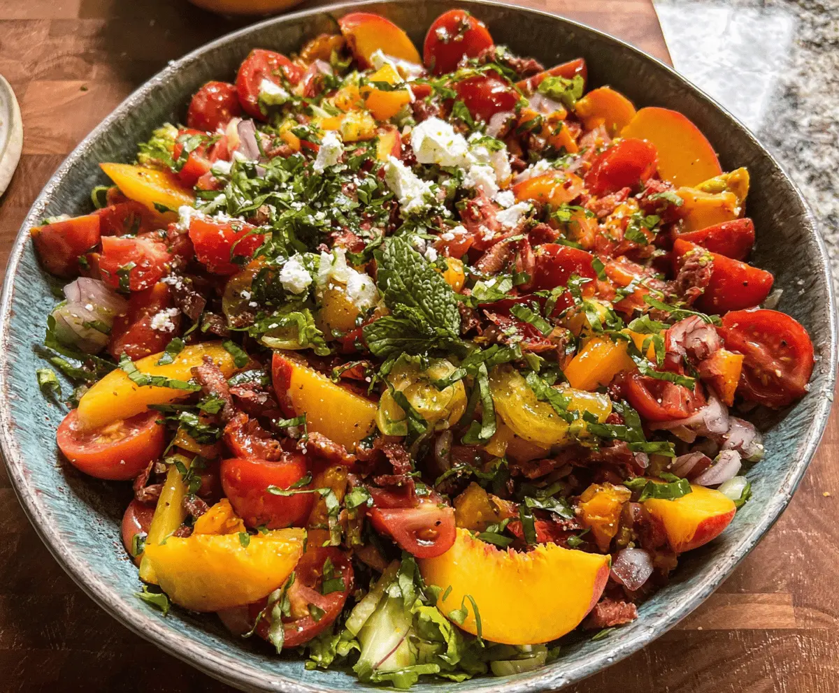 Easy Summer Chopped Tomato and Peach Salad