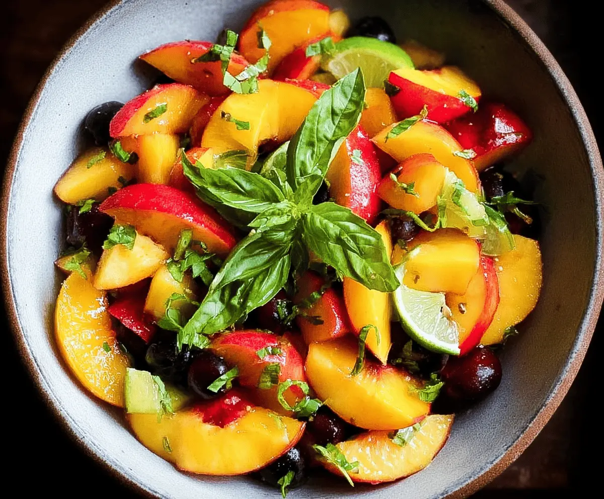 Easy Honey Lime Basil Peach Fruit Salad