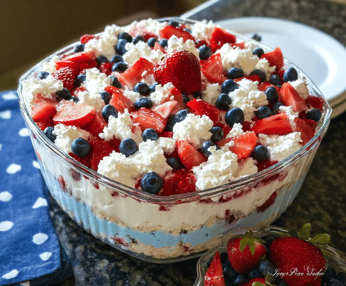 Easy Red White and Blue Cheesecake Salad Recipe