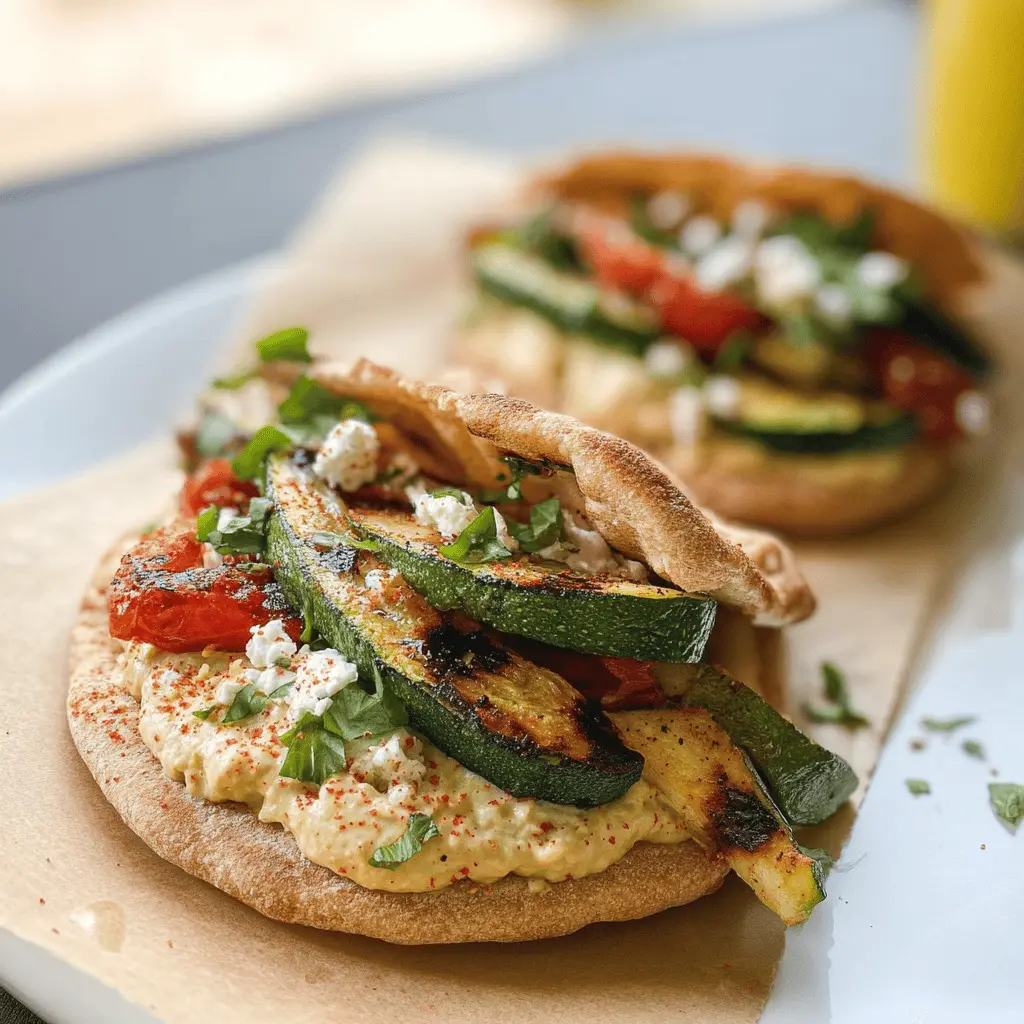 Easy Zucchini Hummus Pita Sandwiches