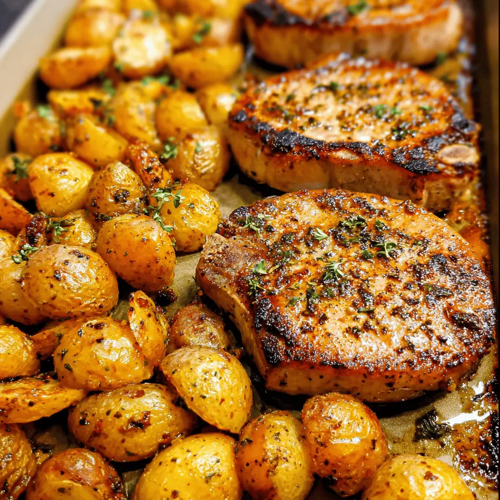 Easy Ranch Pork Chops and Potatoes Sheet Pan Dinner