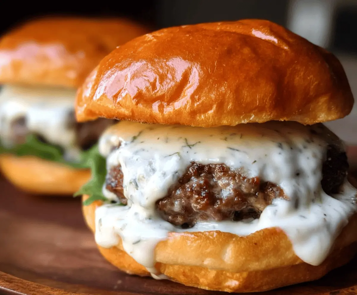 Garlic Overboard Burgers with Creamy Sauce