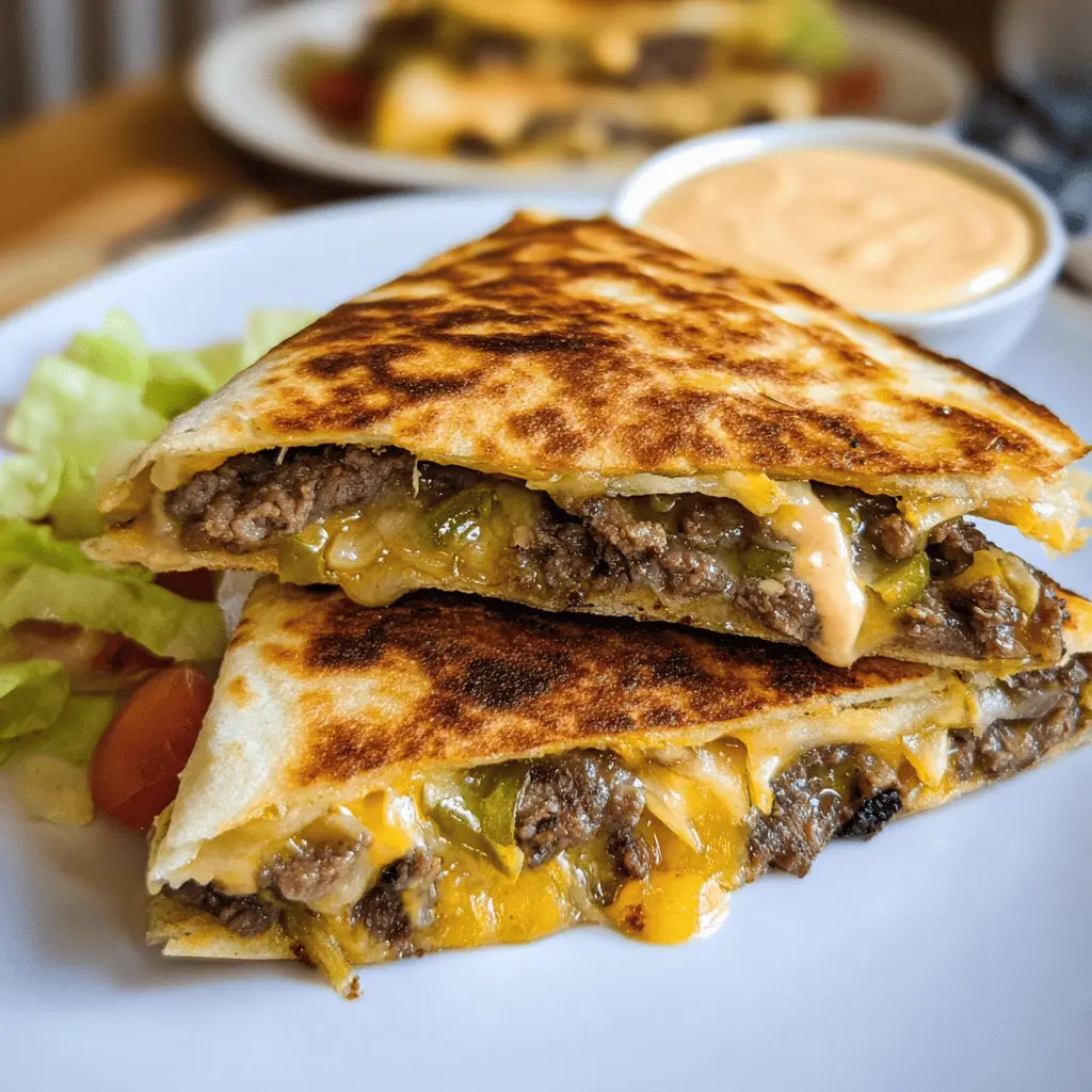 Cheeseburger Quesadilla With Easy Homemade Sauce
