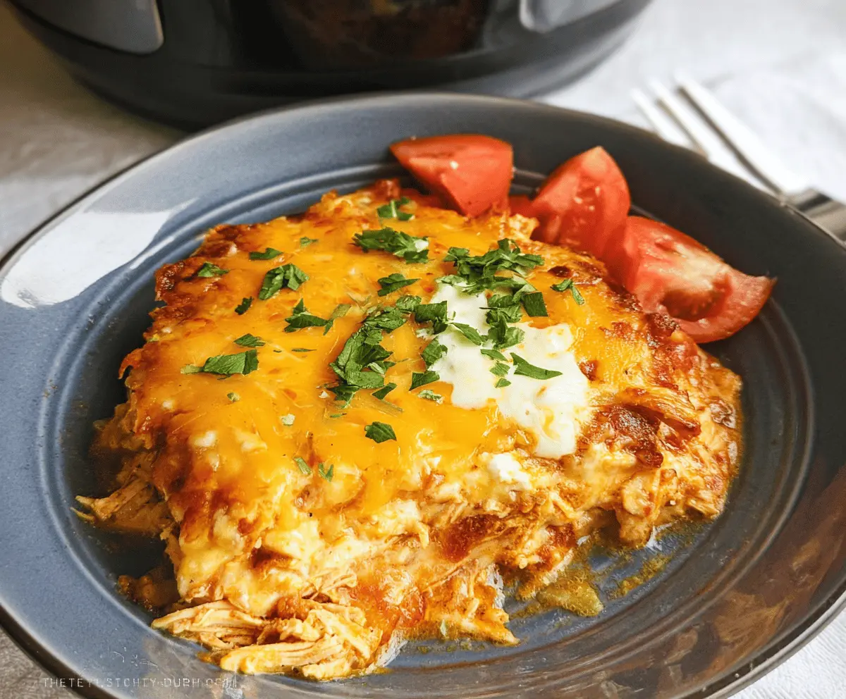 Easy Hearty Crockpot Chicken Enchilada Casserole