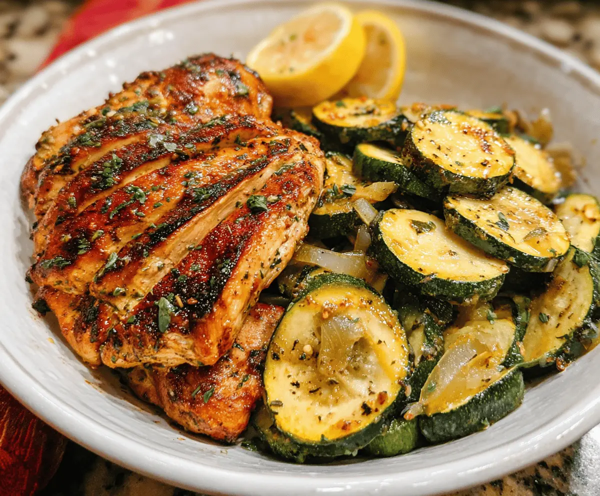 Easy Asado Chicken with Lemon Sautéed Zucchini