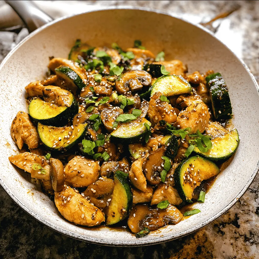 Healthy Zucchini Mushroom Chicken Stir Fry Recipe