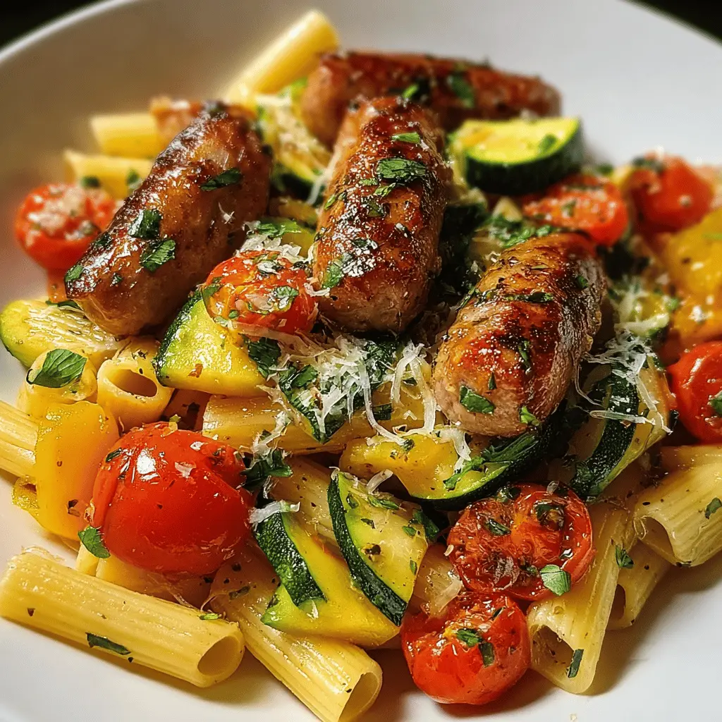 Easy Chicken Sausage Pasta with Zucchini and Tomatoes