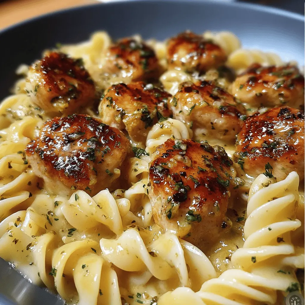 Creamy Garlic Butter Chicken Bites with Parmesan Pasta