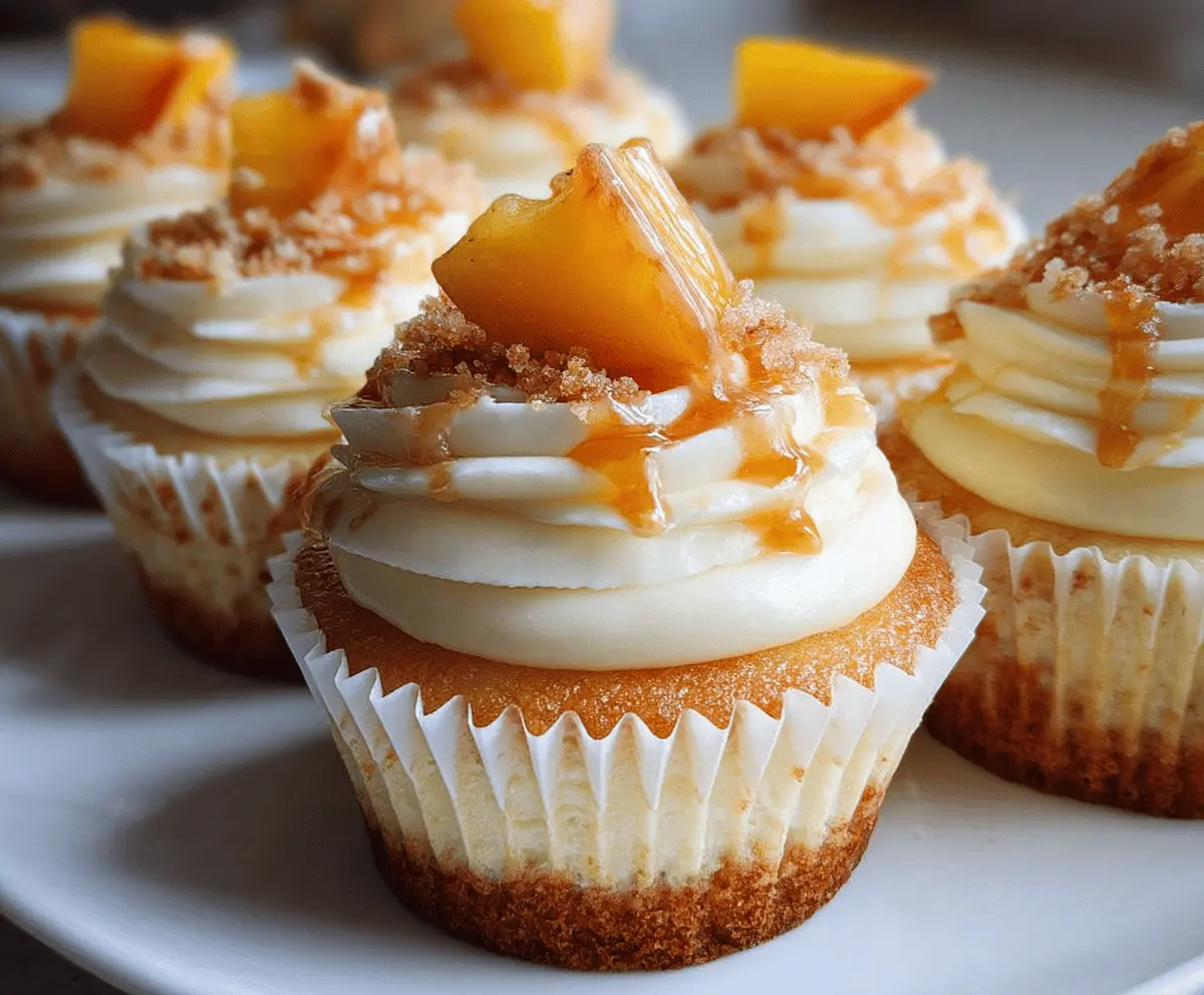 Creamy Peach and Honey Cheesecake Cupcakes