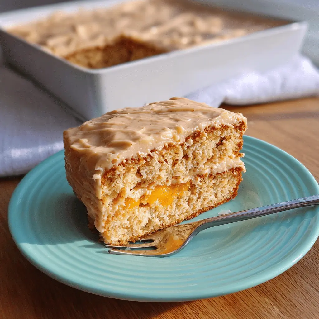 Moist Peach Cake With Brown Sugar Frosting