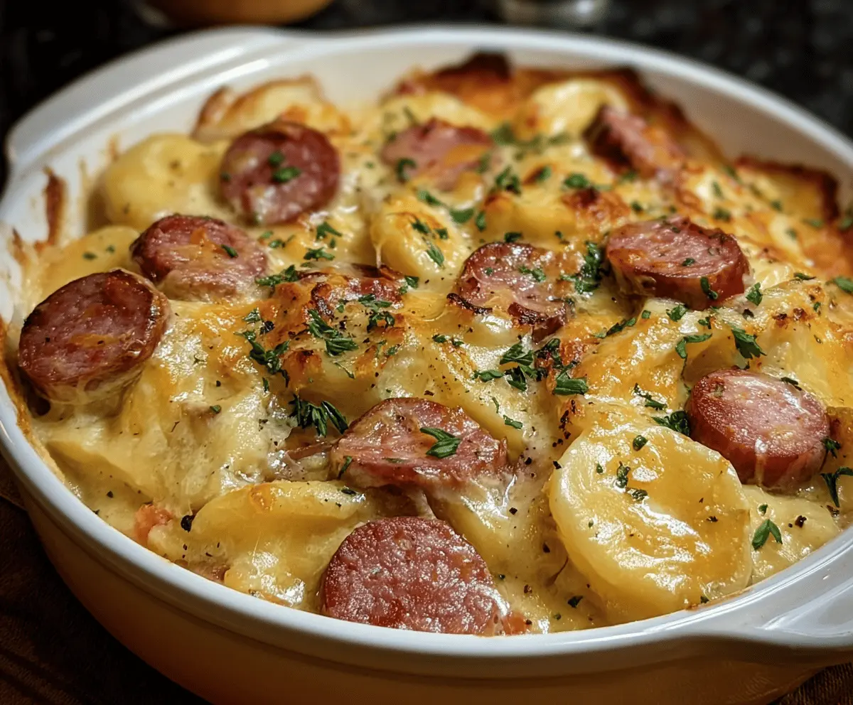 Easy Crockpot Pierogi Casserole with Kielbasa