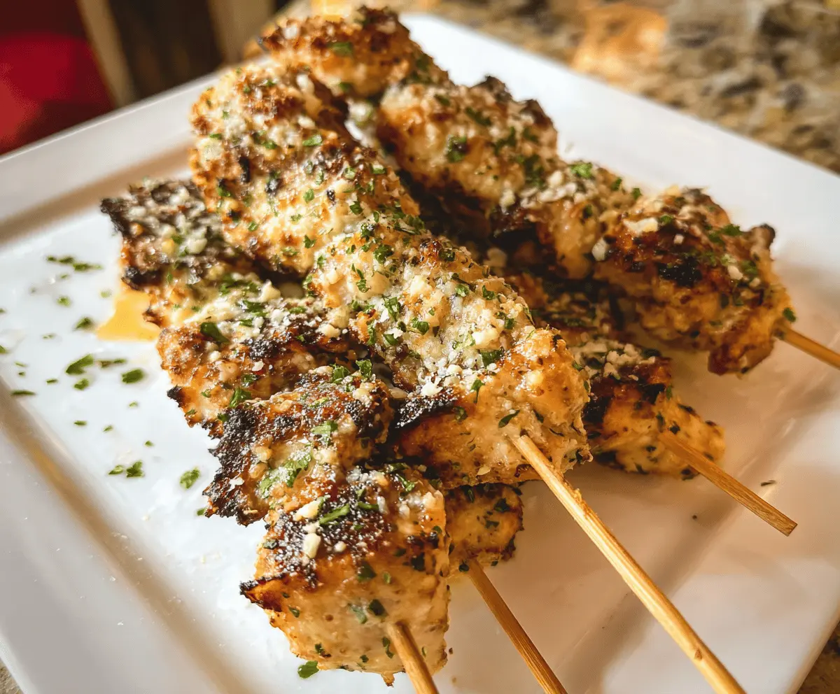 Easy Grilled Ranch Garlic Parmesan Chicken Skewers