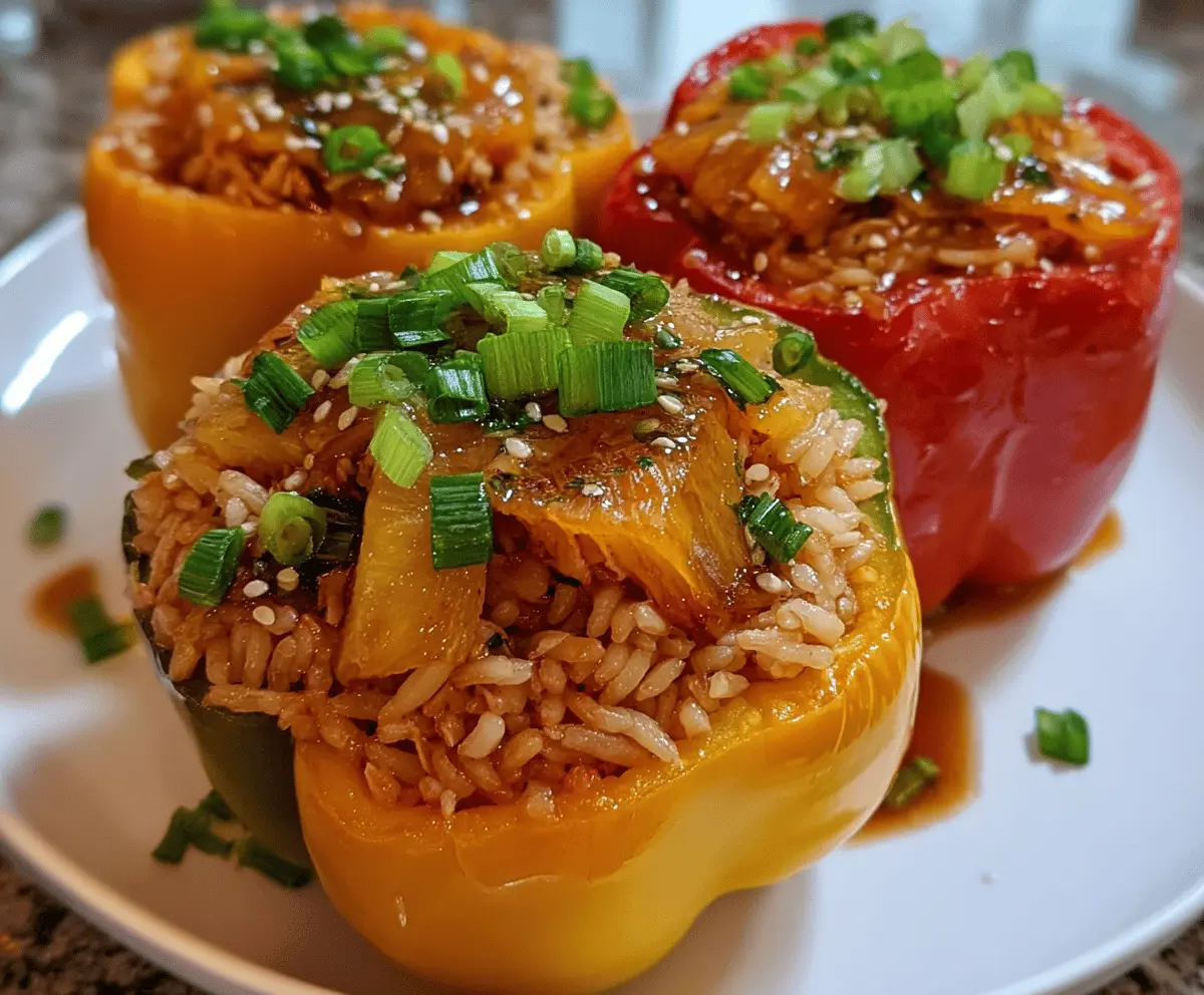 Teriyaki Pineapple Chicken Stuffed Peppers