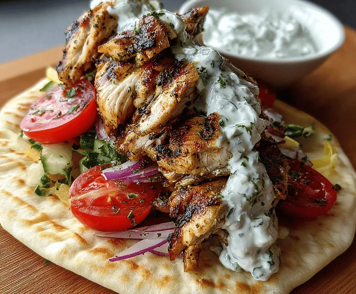 Easy Greek Chicken Gyros with Lemon Herb Marinade and Tzatziki