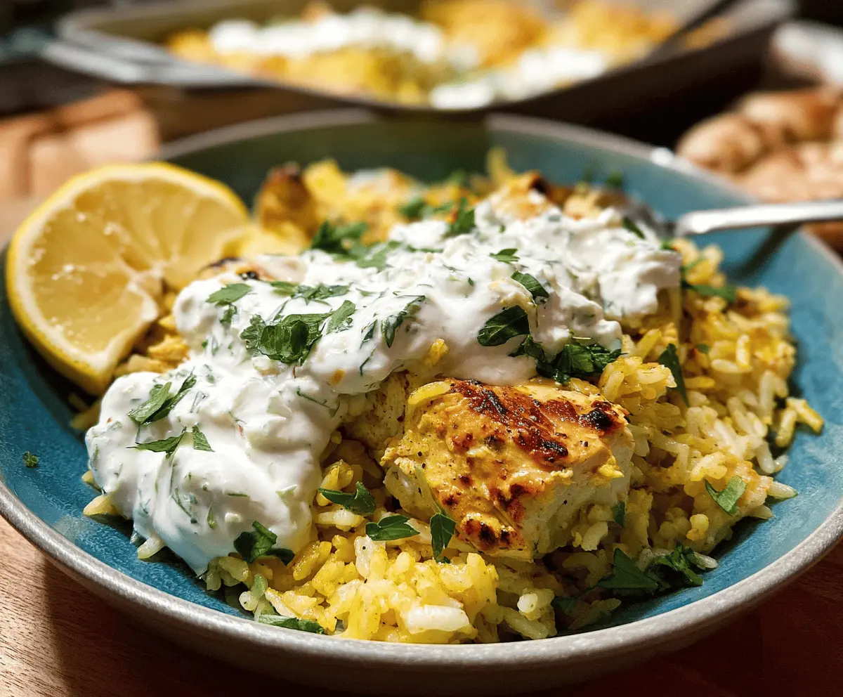 Easy Dump and Bake Chicken with Tzatziki Rice