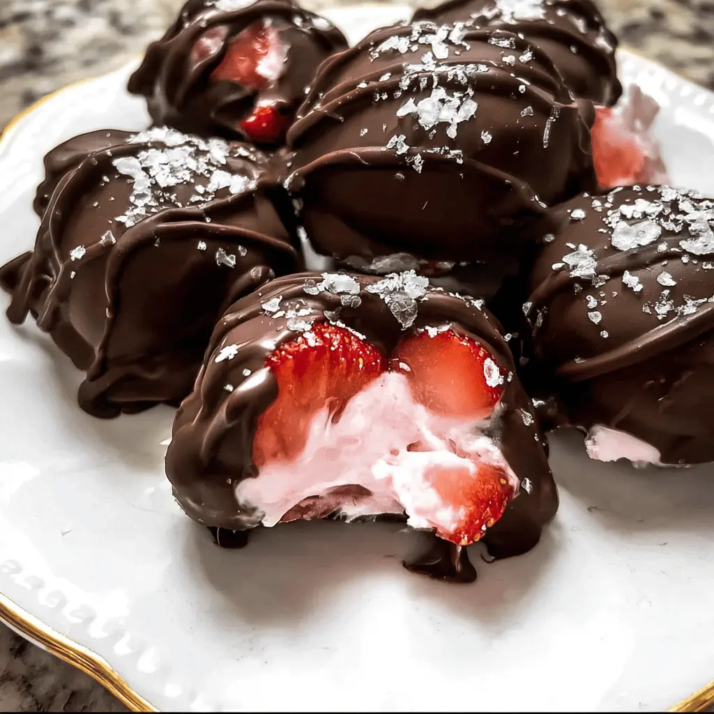 Easy Chocolate Strawberry Frozen Yogurt Bites