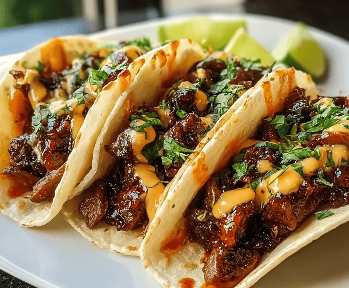 Garlic Butter Honey BBQ Beef Tacos Recipe