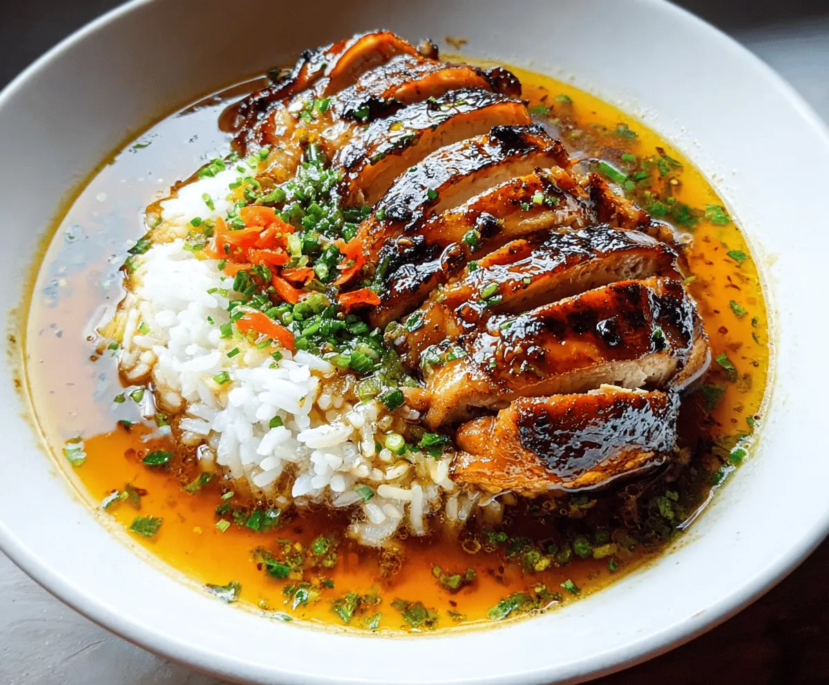 Caramelized Soy Chicken in Garlic Ginger Broth with Rice