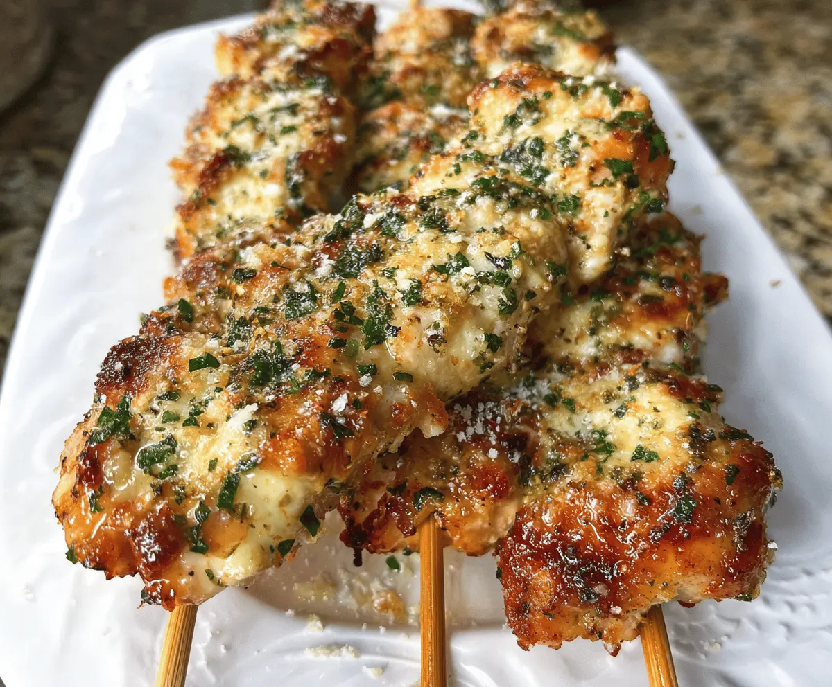 Easy Garlic Parmesan Chicken Skewers Recipe