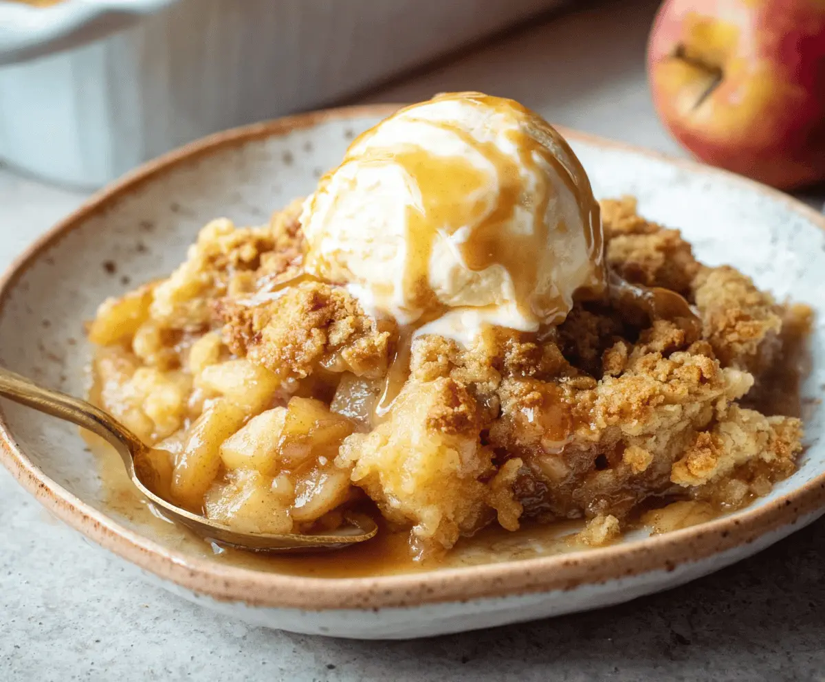 Delicious homemade apple cobbler with golden crust and tender apple filling ready to serve
