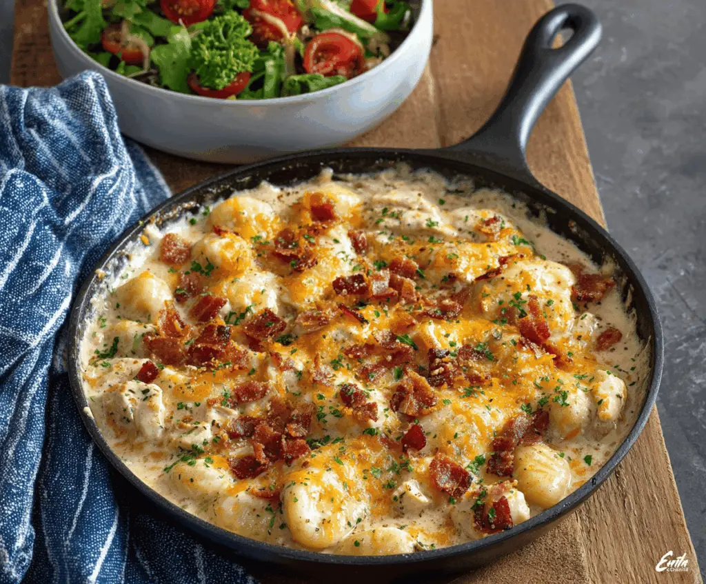 Creamy Crack Chicken Gnocchi served in a bowl with tender gnocchi and flavorful chicken in a rich, cheesy sauce