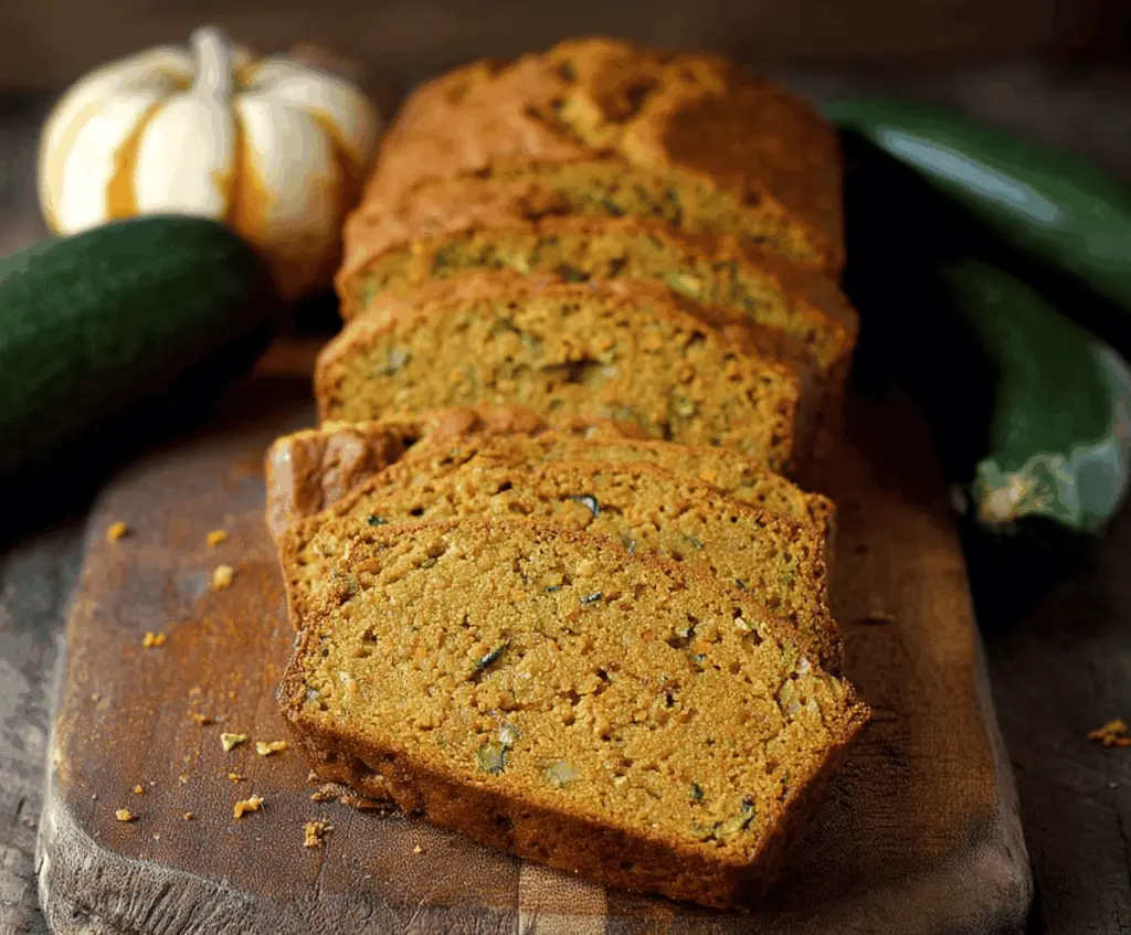 Delicious homemade pumpkin zucchini bread with a golden crust and moist texture, perfect for fall baking